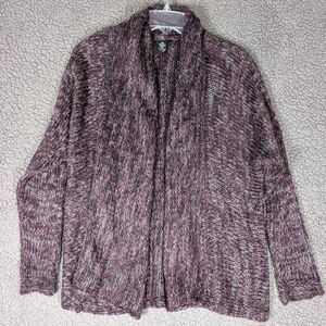 FYLO Open Cardigan Sweater Sz M Womens Long Sleeve Purple Open Knit High Collar